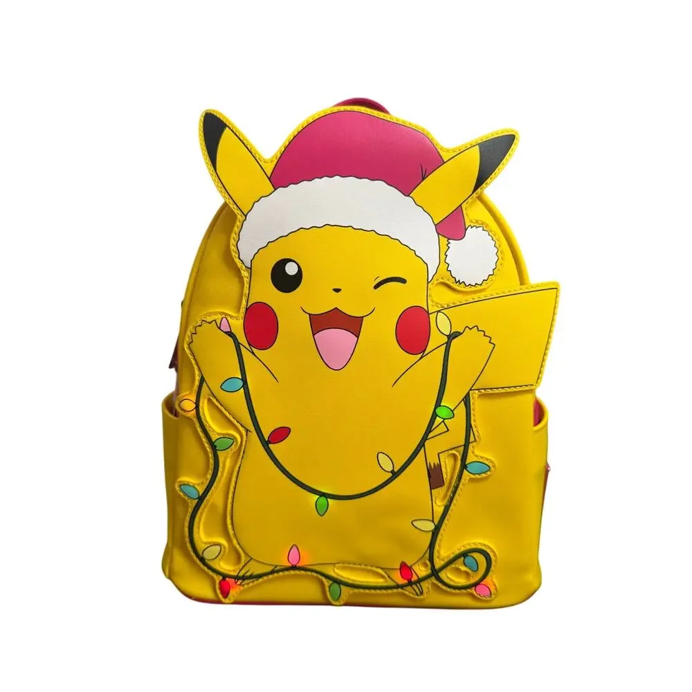 Pokemon Santa Pikachu Christmas Lights Light Up Mini Backpack New Loungefly - Picture 1 of 8